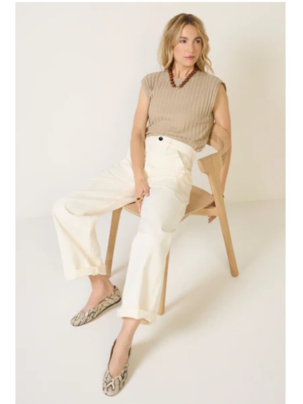 Michael Stars Jinny Power Shoulder Top in Tan L - Picture 11 of 11